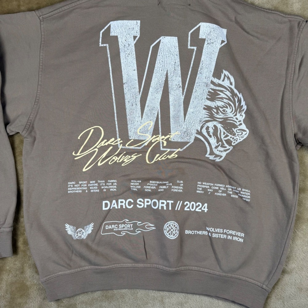 Darc Sport Our Mark Pierce Hoodie Taupe Wolves Club 2024 Mens L DSFH002-226-858 - Picture 2 of 10